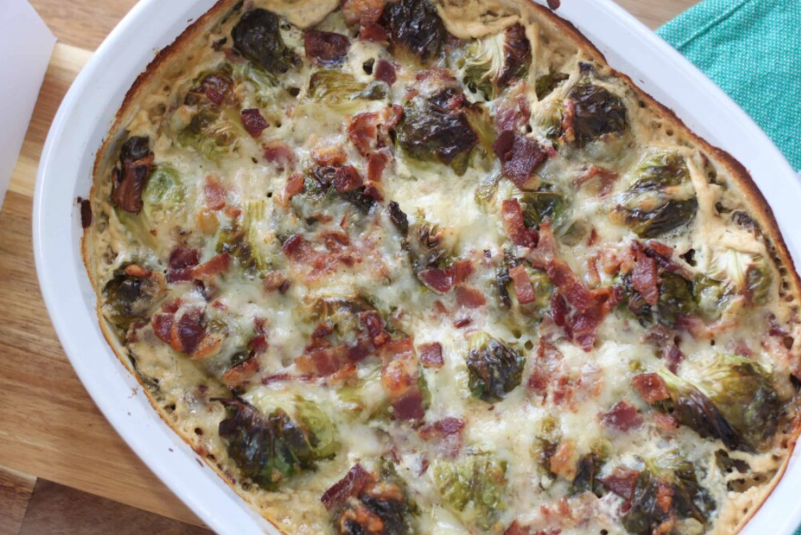 Brussel Sprouts with Cream Sauce & Bacon