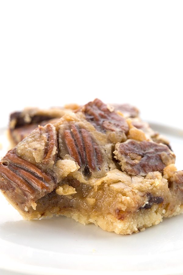 chocolate holiday pecan pie bar served