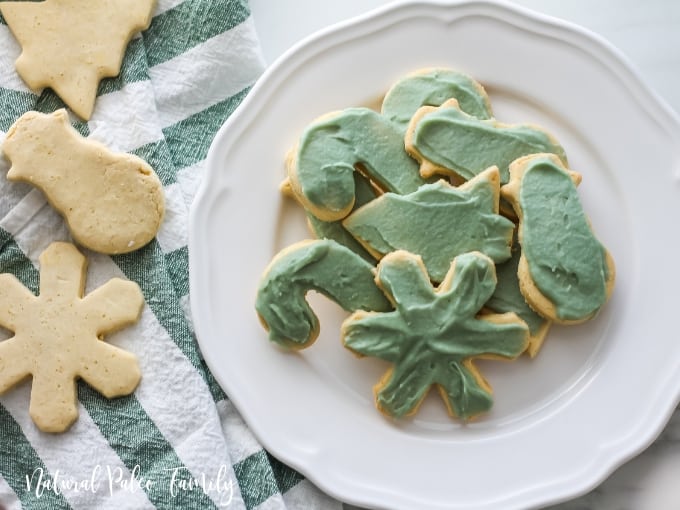 served frosting keto christmas cookies