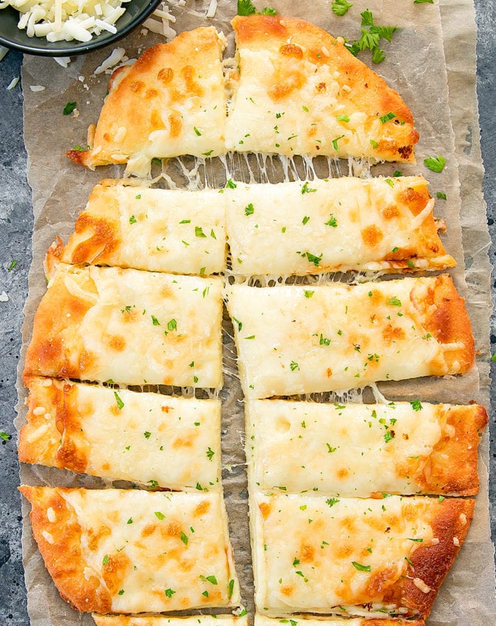 sliced keto breadsticks ready for serving