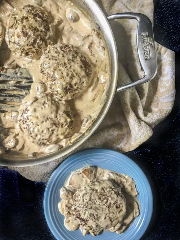 keto mushroom sauce burgers served