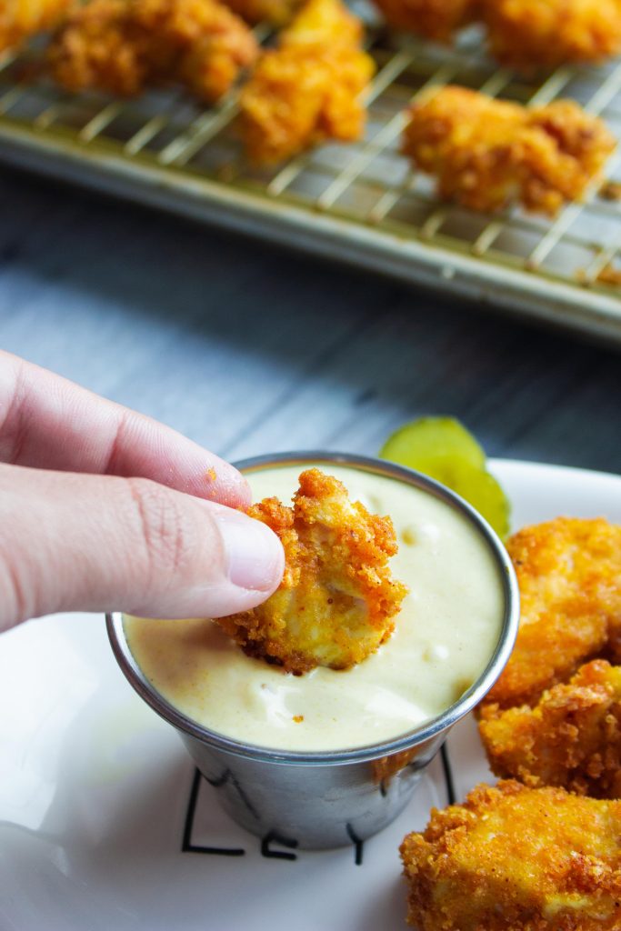 keto chicken nuggets dipped 