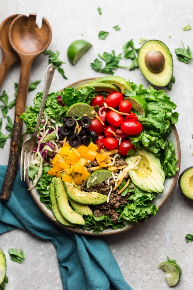 keto taco salad served
