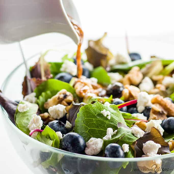 Spring Mix Salad with Blueberries, Goat Cheese, and Walnuts